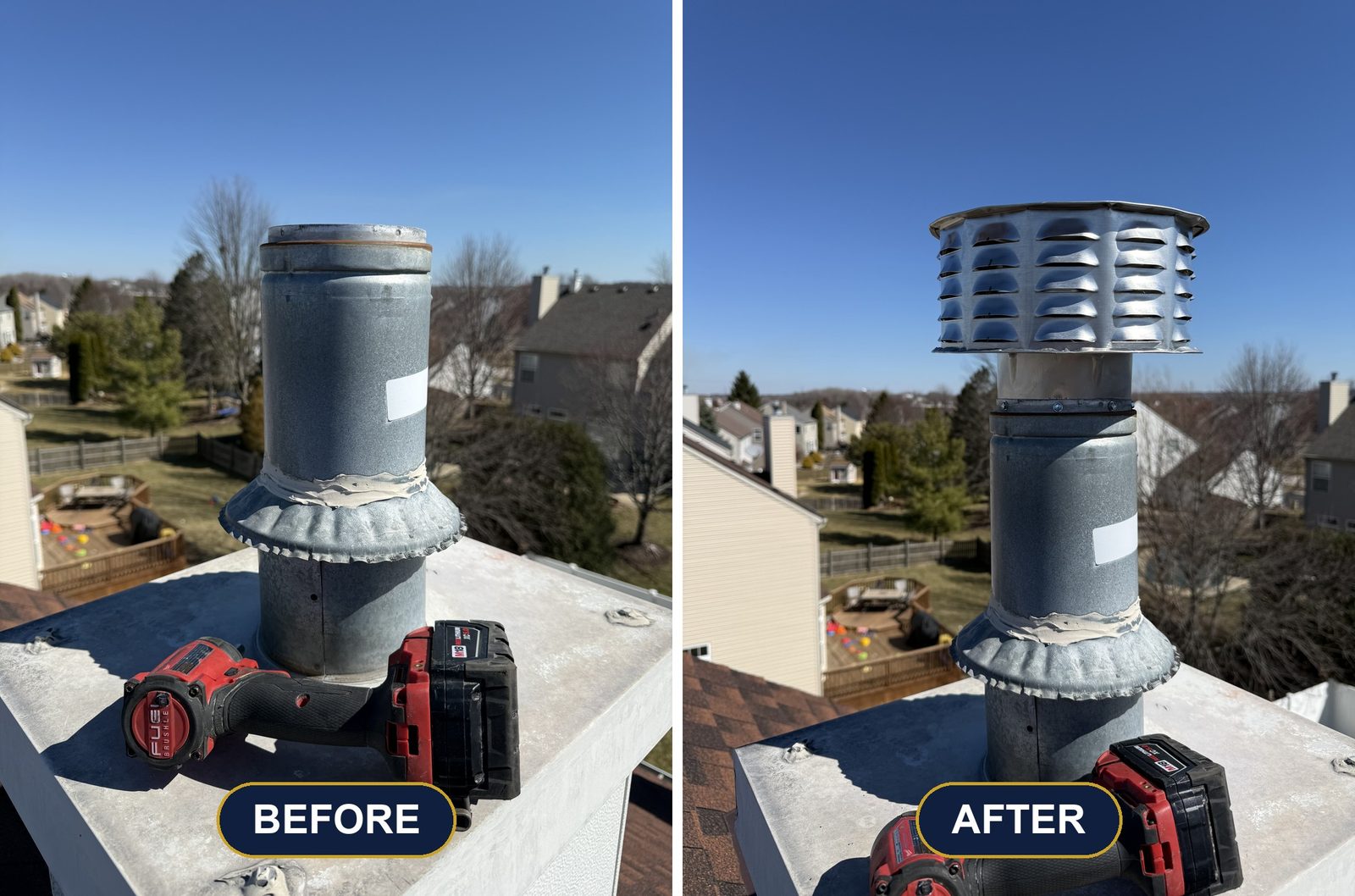 A worn flue cap replaced during a cleaning and inspection visit. Chimney Cleaning by Chimney & Home Improvement, Twin Cities MN.