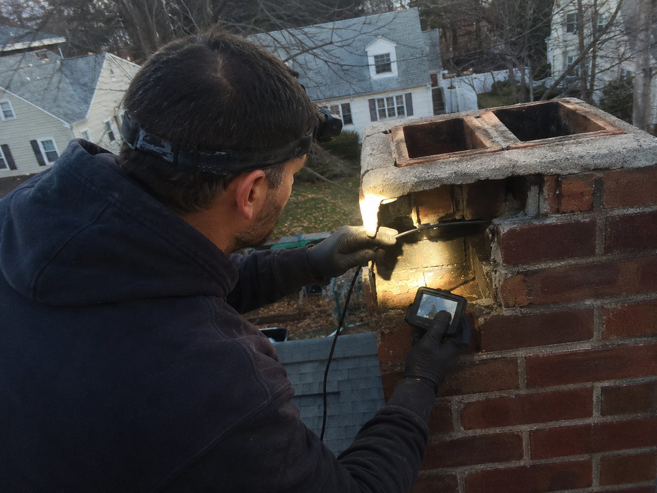 Chimney work in progress in the Twin Cities